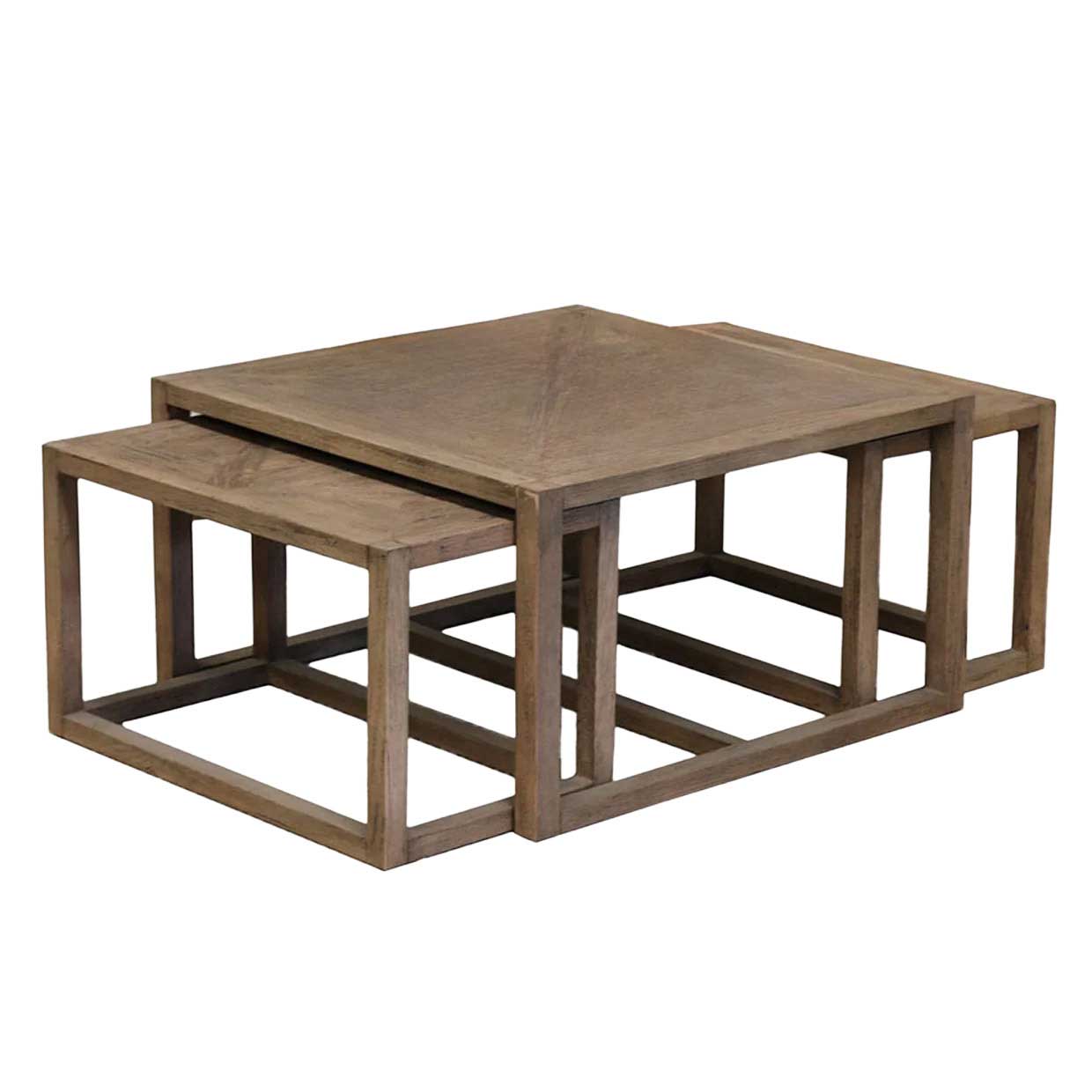 CC Interiors Omaha Natural Oak Coffee Tables Nest of 3